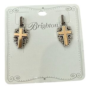 Brighton Two-Tone Cross Earrings, NWT, Brighton Crossroads Earrings
